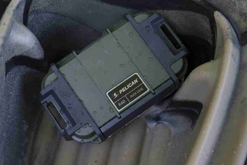 Army green Pelican Ruck Case for watertight storage on hunting trips